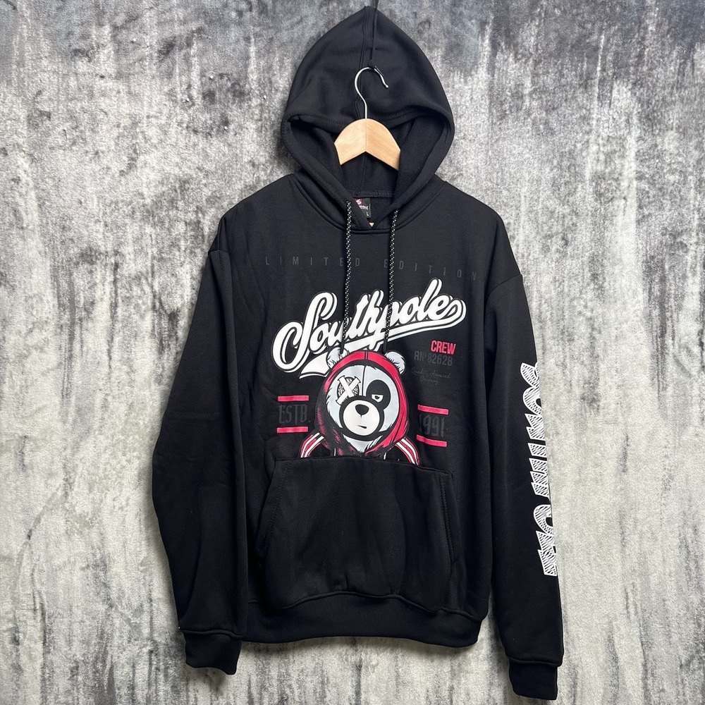 Southpole Limited Edition Bear Hoodie Crew Sweatshirt Black Men's Size Large